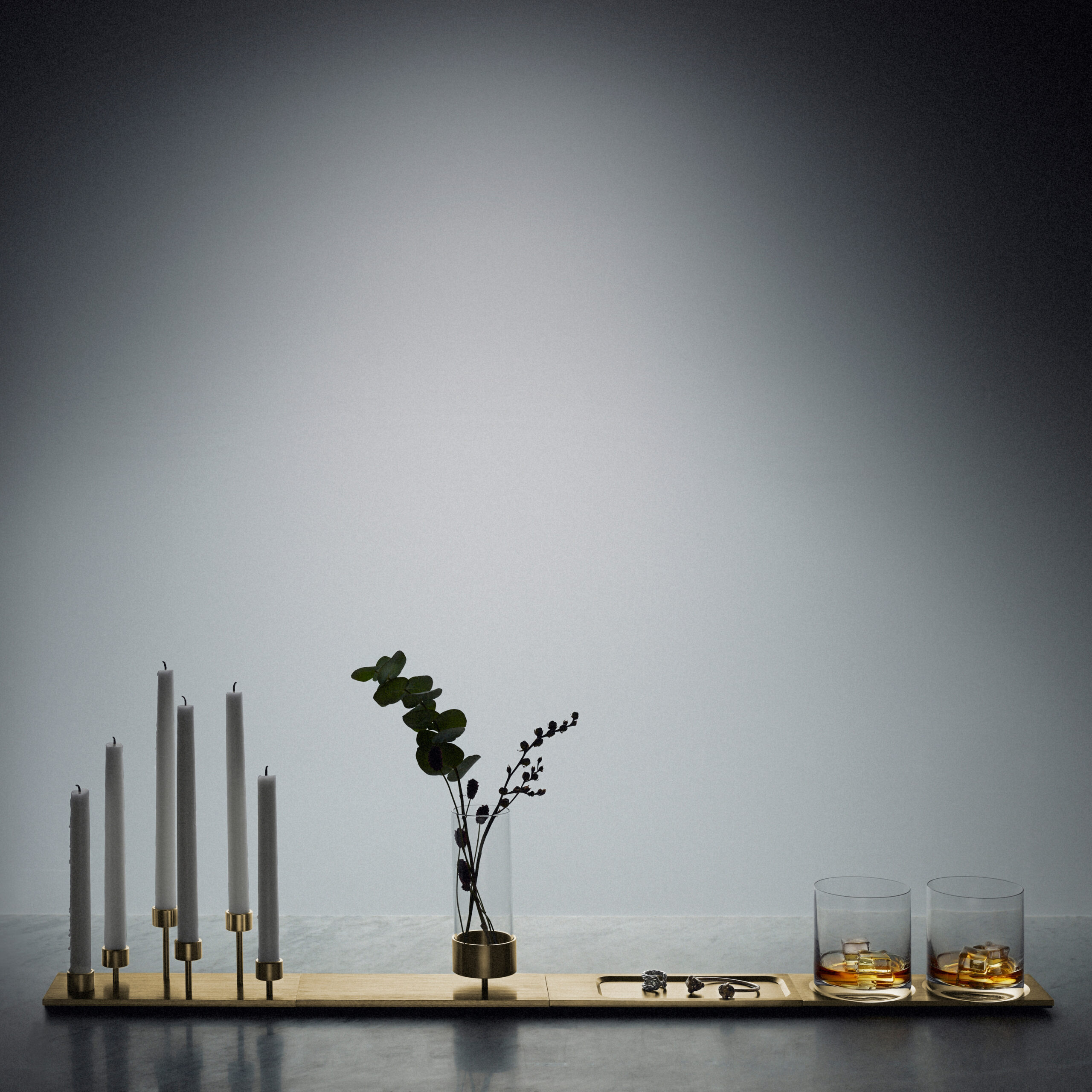 2. Machined_Collection_Brass_Candelabra-Vase-Tray-Whisky