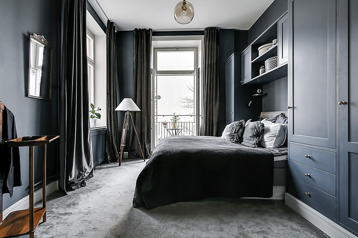 Dark blue bedroom