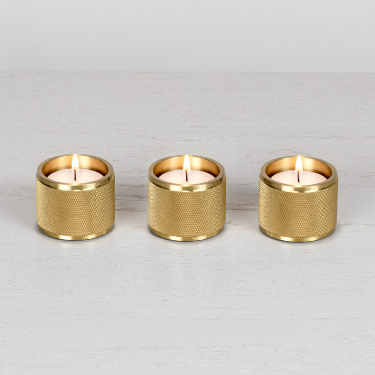 2. Buster+Punch_Tealight_Candle_Holders_Set of 3_Brass_Front_on