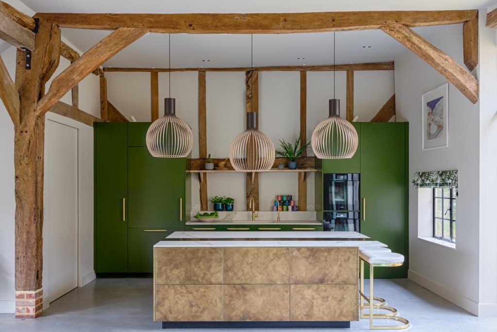 green brass kitchen